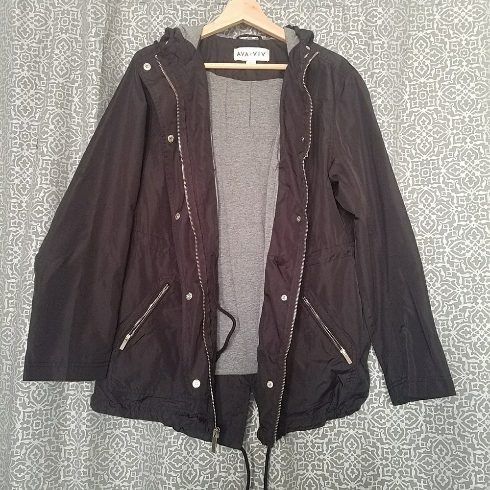 Ava & Viv black hooded raincoat